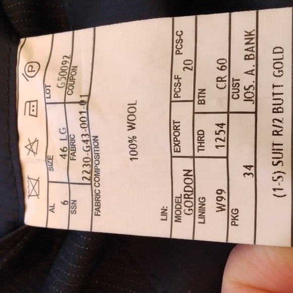 Jos. A. Bank Navy Hairline Stripe Signature Gold Wool Suit 46L - Picture 8 of 13